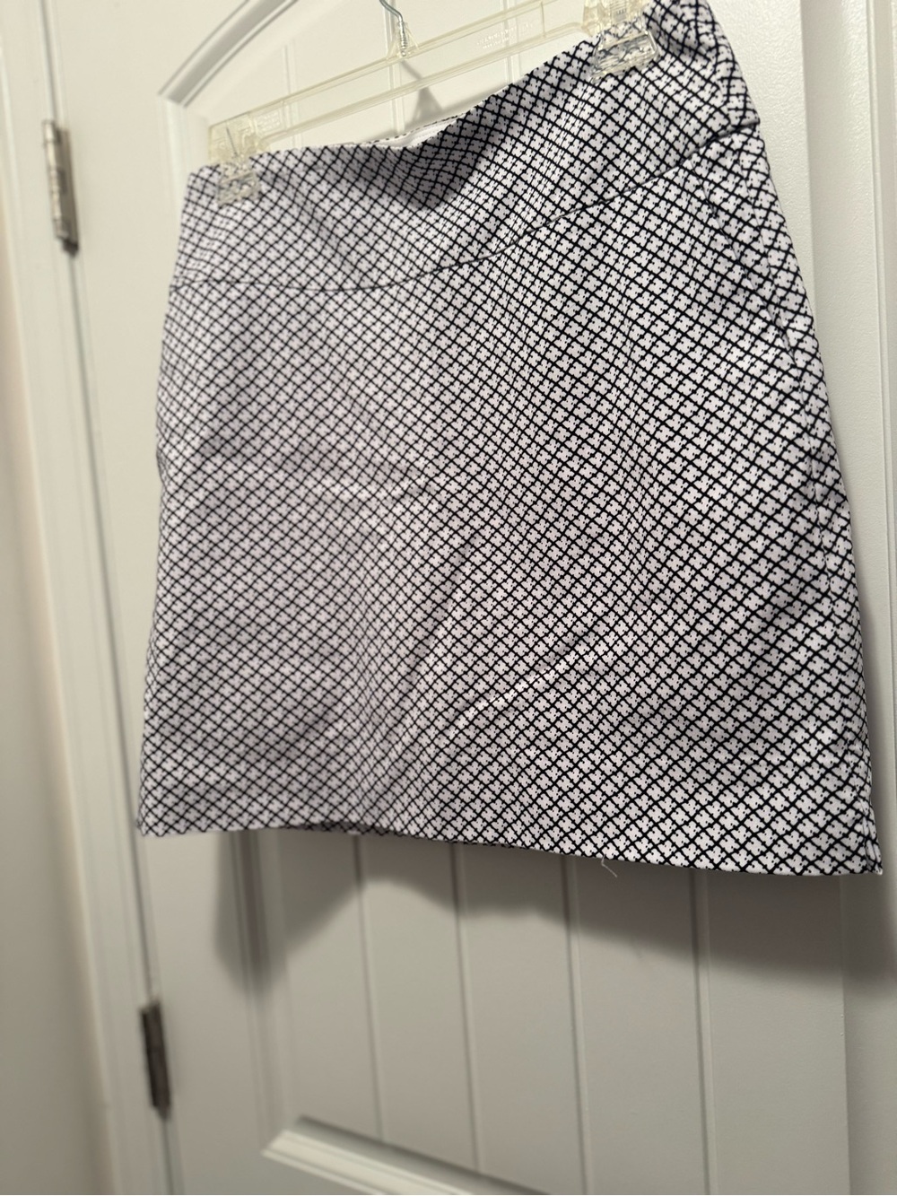 Black and White Lattice Print Mini Skirt